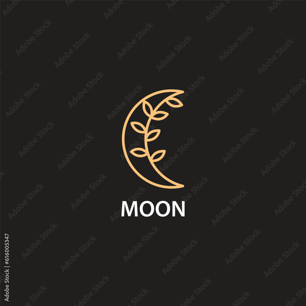 Vector icon crescent moon leaf and elegant