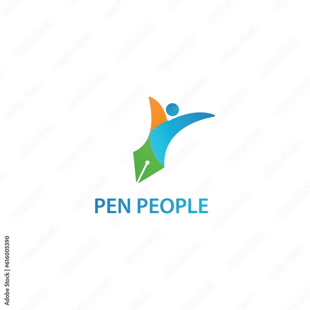 man and pen logo, unique design vector illustration. man and pen logo, unique design vector illustration.