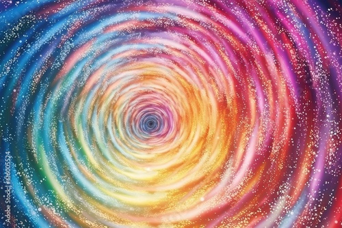 Iridescent sparkle rainbow fairy dust spiral swirl. Glitter shimmer galaxy spin. Magical fantasy background wallpaper. 