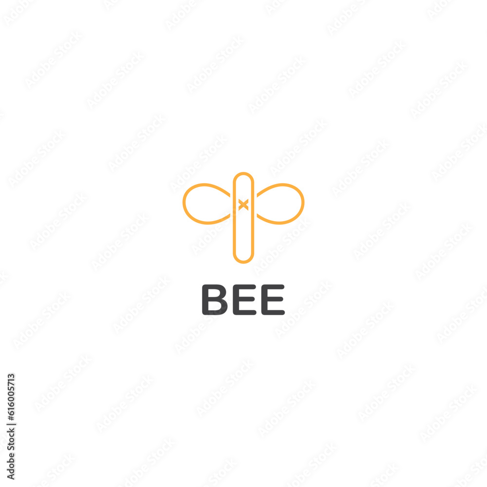 Fototapeta premium template bee logo design simple vector line style.
