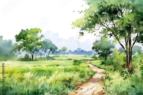 Obraz krajobraz z drzewami