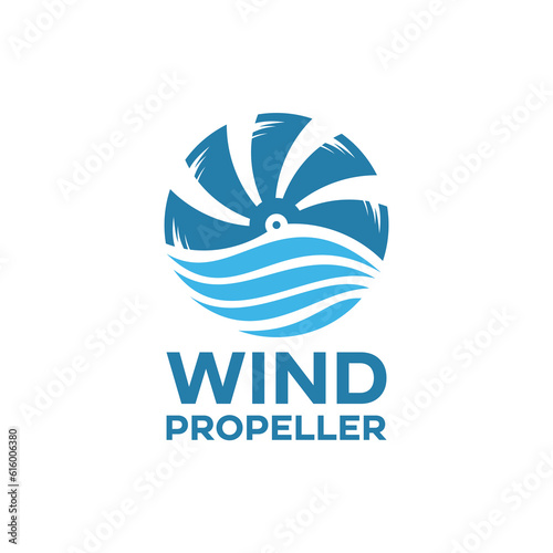 propeller logo with wind graphic vector