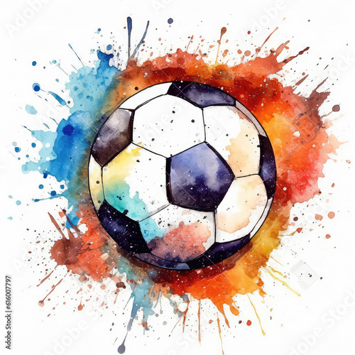 Soccer Ball watercolor created by artificial intelligence tools