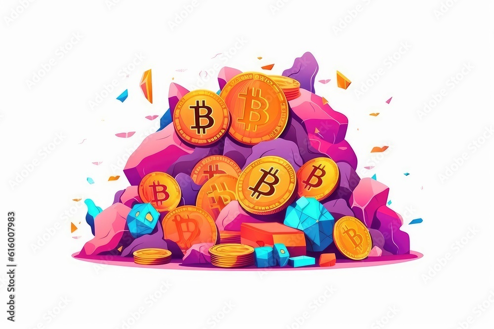Obraz premium Cryptocurrency and Bitcoin illustration