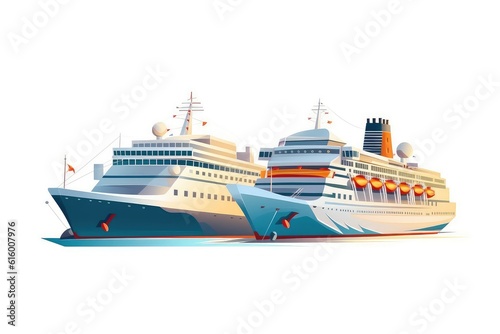 Cruise Ships and Sailing illustration on white background © Man888