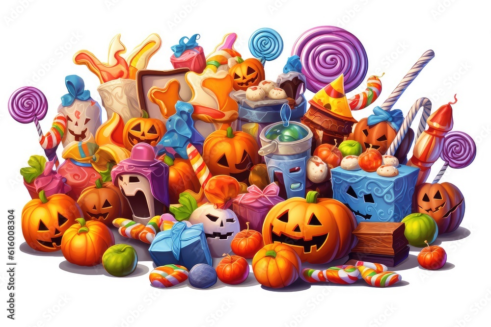 Naklejka premium Halloween Treats and Sweets illustration