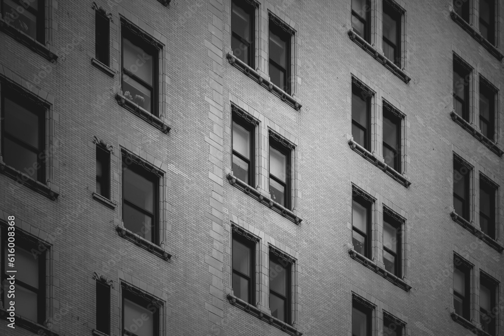 Fototapeta premium Building of Manhattan, Black and white background