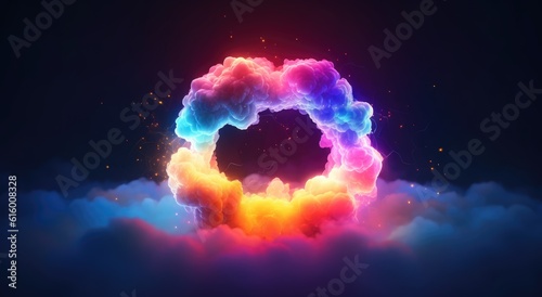 Bright glowing circle and cloud