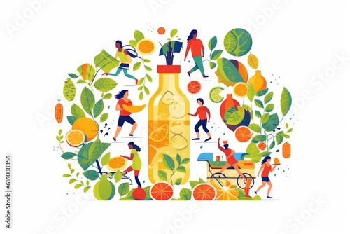Wallpaper Mural Healthy Lifestyle and Habits illustration on white background Torontodigital.ca