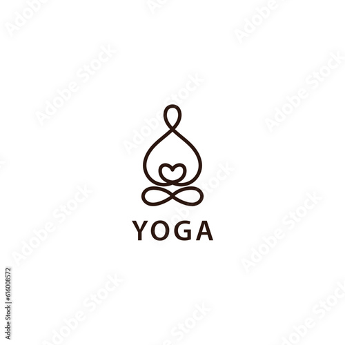 mono line vector yoga logo with line style