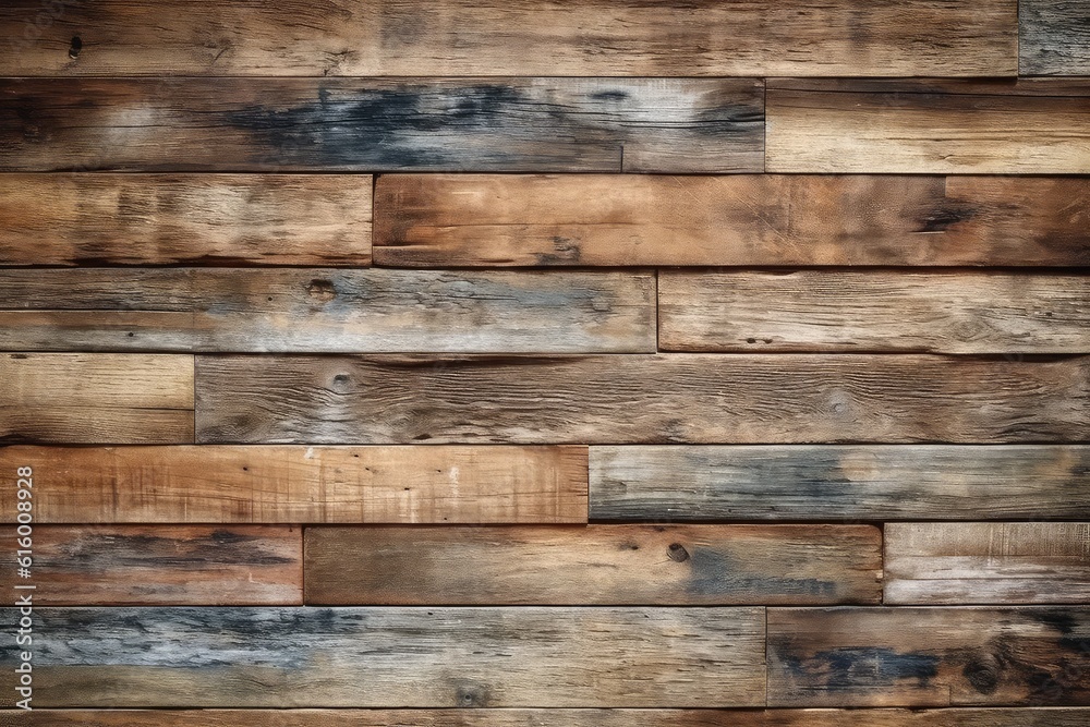 Obraz premium Salvaged Pallet Wood: A wallpaper featuring the rustic charm of salvaged pallet wood, offering a trendy and industrial aesthetic.