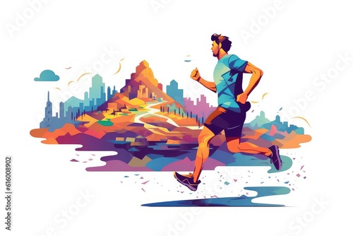 Running and Jogging illustration on white background.