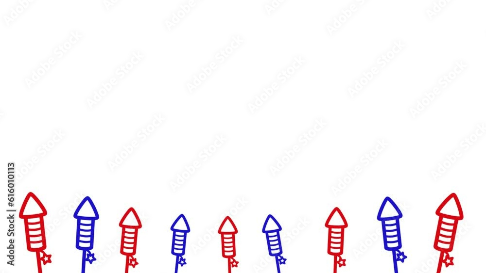 Red, white, and blue rocket pop on screen and subtly animate over a ...