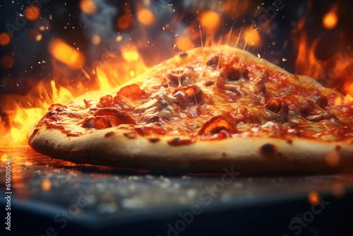 Spicy hot pizza traditional italian food from the oven