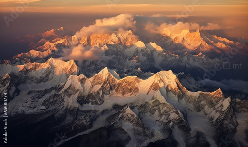Snowy mountains of the Himalayas  view from Tibet.