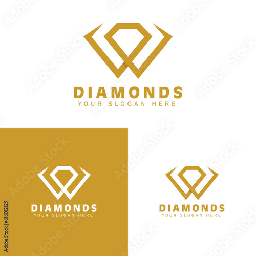 Luxury Line Art Diamond Jewellery Logo Design Vector Template. Diamond Icon vector illustration. Eps-8