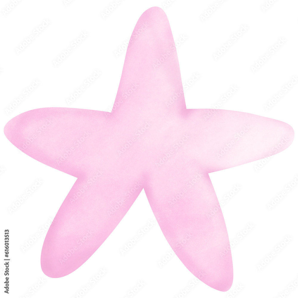 Fototapeta premium Pink Star Watercolor Hand Draw