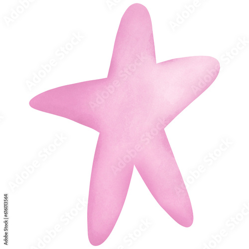 Pink Star Watercolor Hand Draw