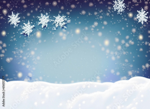Natural Winter Christmas background with blue sky