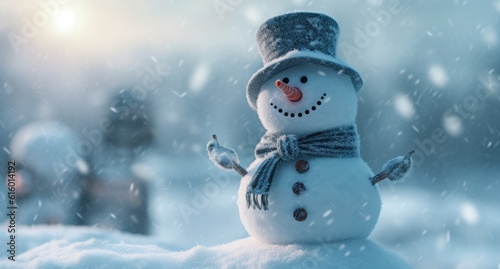 Little snowman in the snow © cherezoff