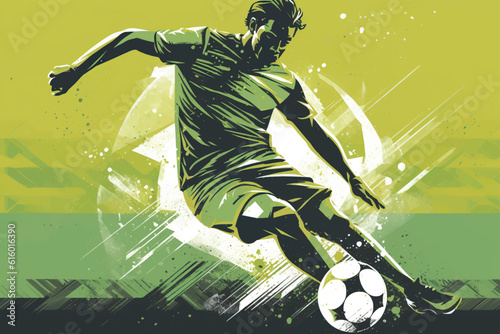  player soccer running with the ball in vector format