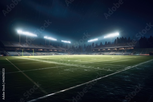 Football field. Dramatic sky © cherezoff