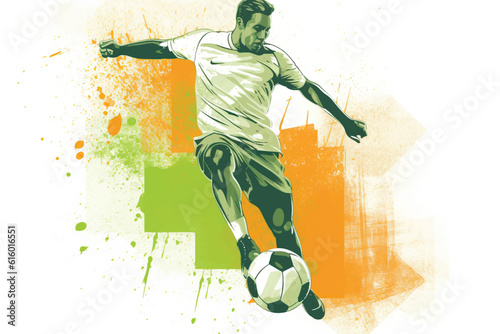 isolated player soccer running with the ball in vector format