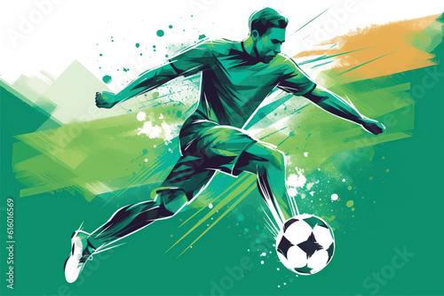 isolated player soccer running with the ball in vector format