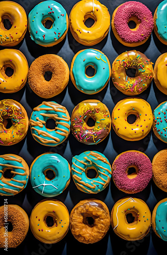 many different donuts with sprinngs and sprinngs on them, all in various colors