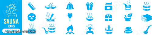 sauna line icons set
