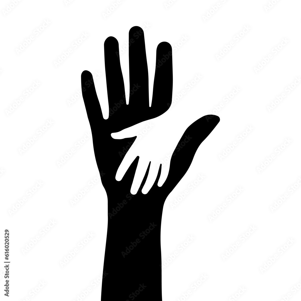 Helping hands silhouette vector isolated on white background. Helping hands silhouette vector isolated on white background.