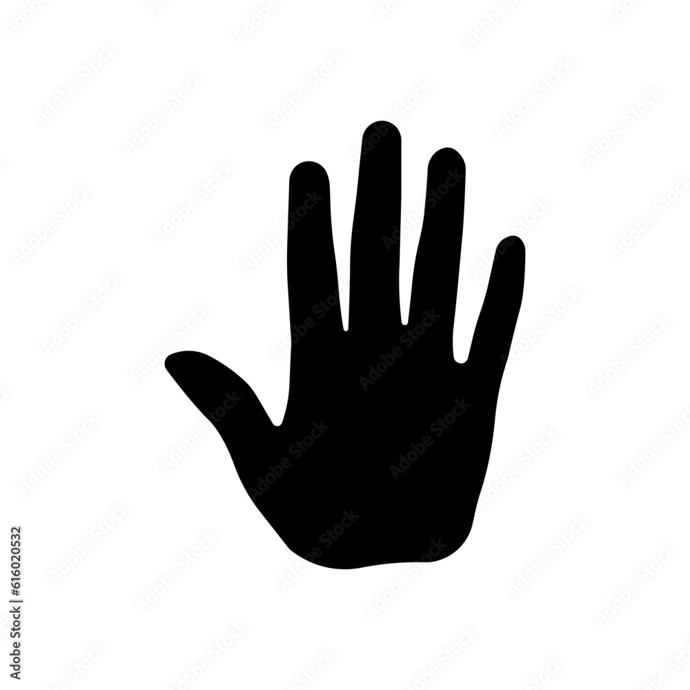 Human palm silhouette vector isolated on white background.