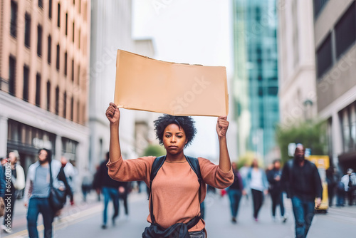 Mockup of a woman holding a sign as a protest