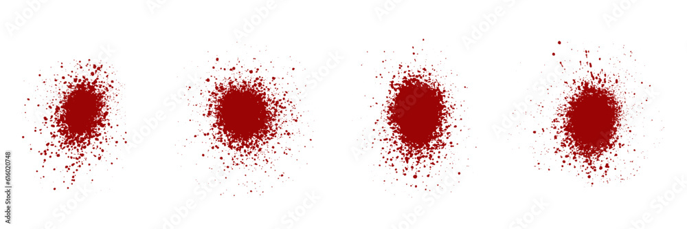 Grain Texture, Spray, Grunge Effect. Red Round Brush Splatter, Distress, Dirty Blob. Abstract Graphic Design Element. Noise, Circle Ink Splash. Isolated Vector Illustration