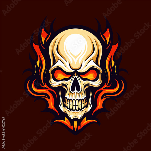 flaming skull vector clip art illustration radiating intense heat and an edgy vibe  perfect for rock bands and alternative-themed designs
