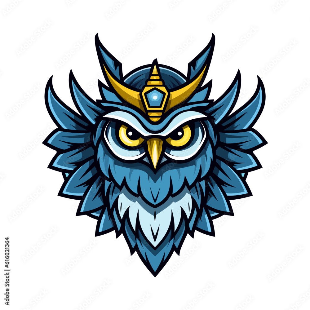 Owl wearing a crown vector clip art illustration