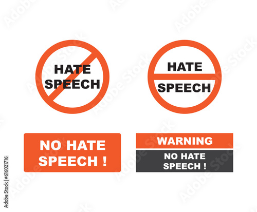 Stop icon social negative word. No hate speech sign isolated vector illustration.