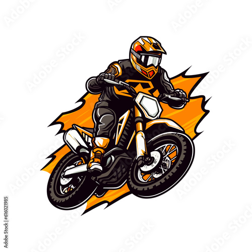 Motocross logo riders in motor vector clip art illustration