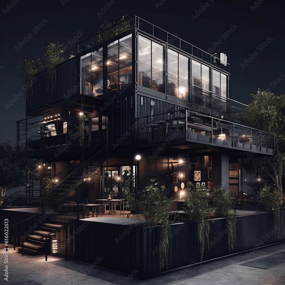 Modern design industrial style bar appearance Modern design industrial style bar appearance