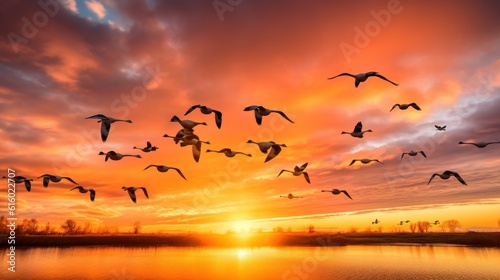 Wallpaper Mural flock of birds Torontodigital.ca