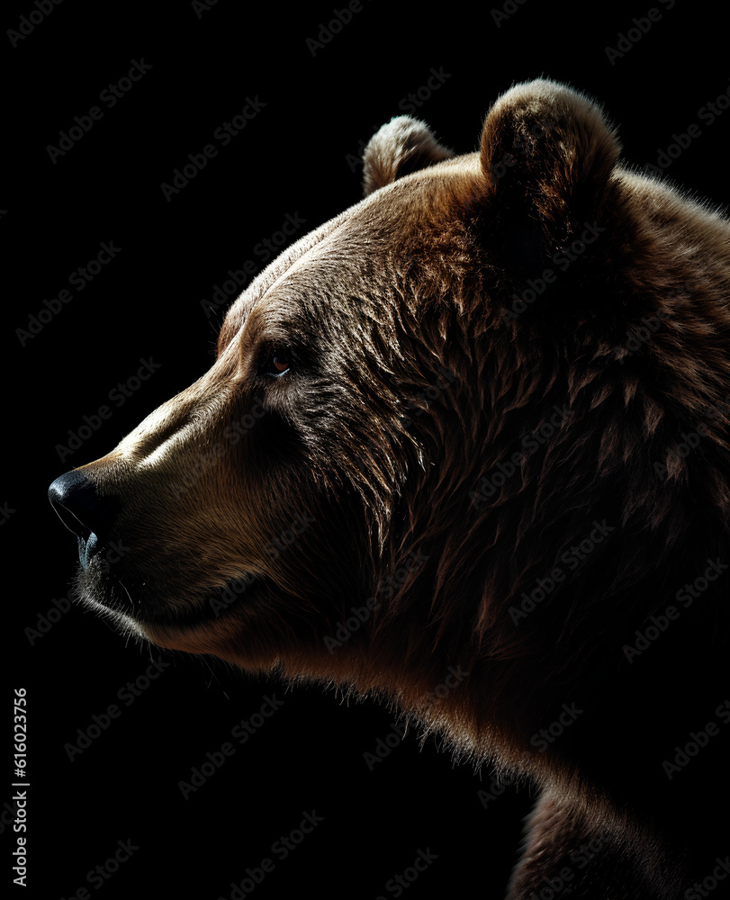 Obraz premium Brown bear profile portrait - Generative AI