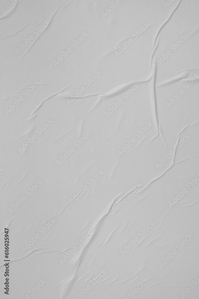 Vertical paper texture wrinkled, crumpled poster template, Isolated paper mockup