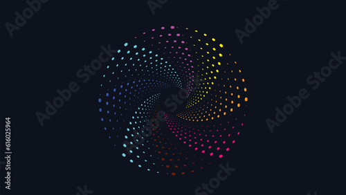 Abstract spiral rainbow dark blue background