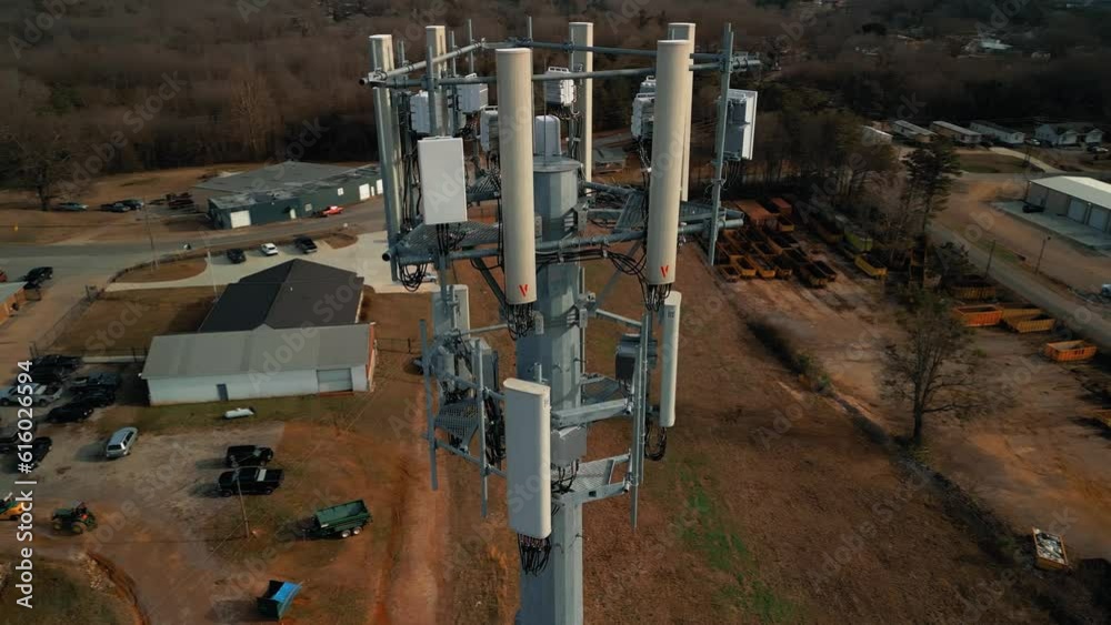 Breathtaking Aerial Shot Revolving Around Cell Phone Tower. 4K Drone Footage Breathtaking Aerial Shot Revolving Around Cell Phone Tower. 4K Drone Footage