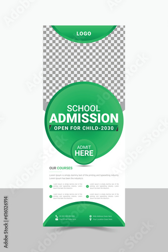Kids School Admission Rollup Banner Design, Education Template.