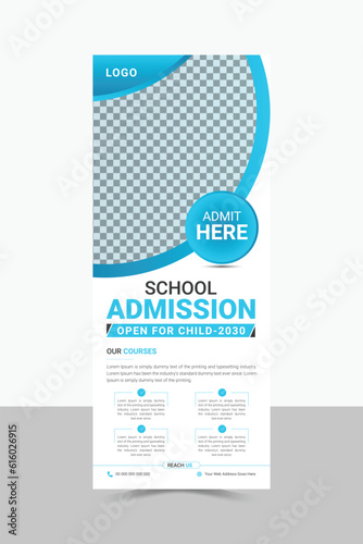 Kids School Admission Rollup Banner Design, Education Template.