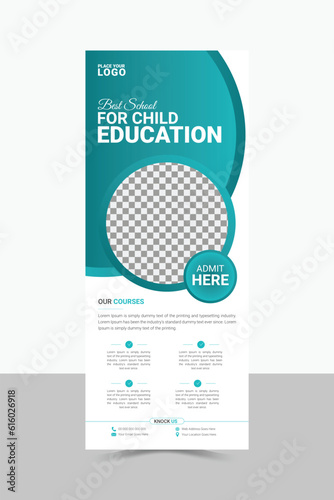 Kids School Admission Rollup Banner Design, Education Template.