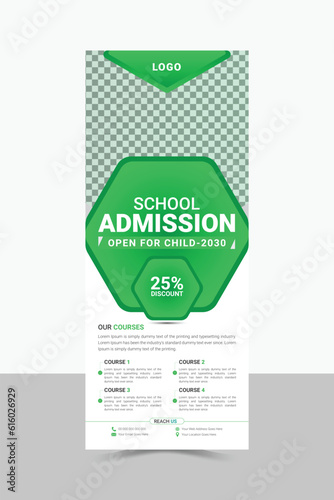 Kids School Admission Rollup Banner Design, Education Template.