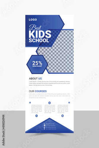 Kids School Admission Rollup Banner Design, Education Template.