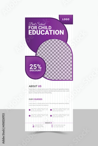 Kids School Admission Rollup Banner Design, Education Template.